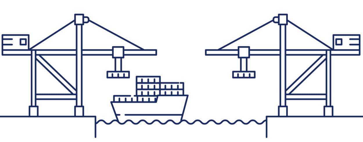 Illustrasjon av sjøfrakt havn til havn